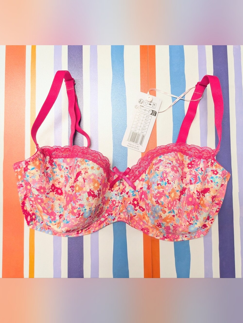 Freya Flirt Hot Pink Floral Print Bra - 28FF UK